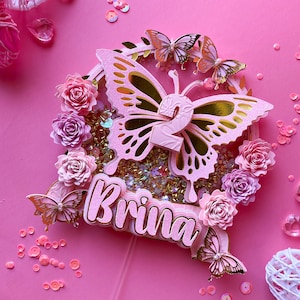 Butterfly pink cake topper,butterfly patry,baby shower butterfly theme,butterfly cake topper,butterfly party decor,butterfly birthday theme