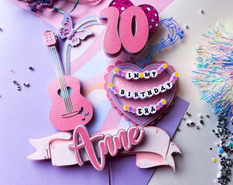Adorno para tarta de Swiftie, fiesta de cumpleaños de Swiftie, decoraciones de la era de mi cumpleaños, decoración de la era de Swiftie, fiesta de cumpleaños de la era de Swiftie, tema de cumpleaños de Swiftie