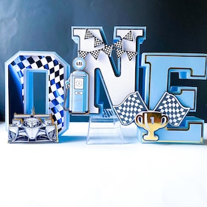 Race car 3 D letter, racing car birthday part, racecar 3D numbers, fast one birthday theme, two fast birthday decor, two fast 3D letter