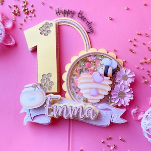 Bee cake topper,one bee cake topper,1st bee-day cake topper,bee floral cake topper,little bee theme party,bee birthday party theme,bumblebee