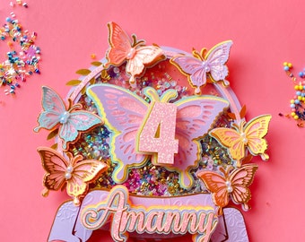 Rainbow Butterfly cake topper,butterfly patry decoration,baby shower butterfly,birthday party butterfly theme,cake topper butterfly