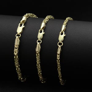 14K Real Gold Byzantine Chain Bracelet, Gold Byzantine Chain Bracelet, Gold King Chain Bracelet, Gold Bali Chain Bracelet