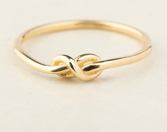 14K Solid Gold Knot Ring - Solid Gold Twisted Knot Ring - Thin Knot Ring - Love Knot Ring - Cute Gold Ring - Promise Ring - Black Friday