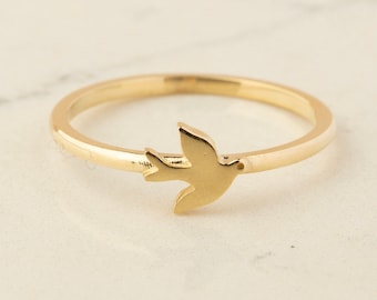 14K Gold Dove Ring / Cute Gold Bird Ring / Gold Dove Ring / Animal Ring / Gold Bird Ring / Bridesmaids Gift / Gift For Her / Black Friday