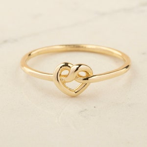 14K Gold Twisted Heart Knot Ring: Promise Ring