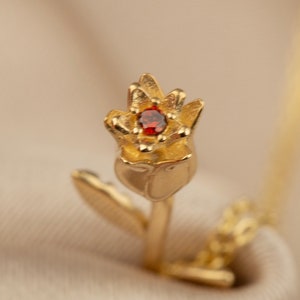 14K Solid Gold Rose Pendant Necklace: Handmade Flower Jewelry