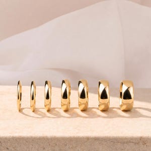 10K Gold Dome Band Ring Comfort Fit Plain Classic Wedding Band Minimalist Gold Ring
