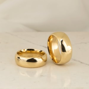 18k Gold Personalized Wedding Bands with Free Engraving | Available in 2mm-8mm | Customizable His & Hers Rings | Anniversarry Gift
