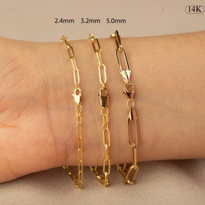 14K Gold Paperclip Bracelet / Gold Paper Clip Chain Bracelet / Gold Layering Chain Bracelet / 14k Gold Chain Bracelet / Chain Link Bracelet