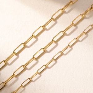 Gold Paperclip Necklace, 14K Solid Gold Paperclip Chain, Dainty Minimalist Necklace