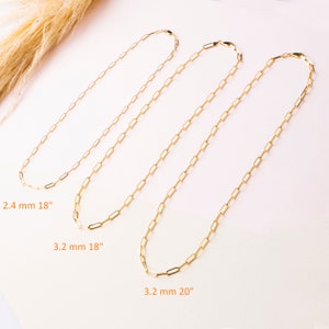 14K Solid Gold Paperclip Chain Necklace / Cute Necklace / 14k Gold paper clip Necklace / Chain Necklace / Gold Chain Necklace / Gift For Her image 8