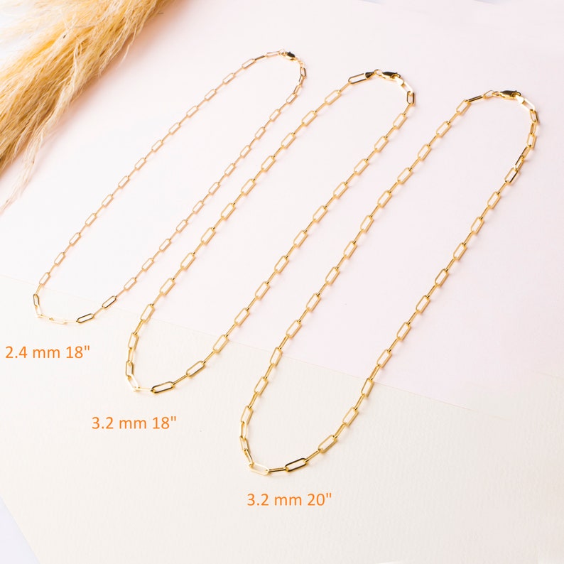 14K Solid Gold Paperclip Chain Necklace / Cute Necklace / 14k Gold paper clip Necklace / Chain Necklace / Gold Chain Necklace / Gift For Her image 8