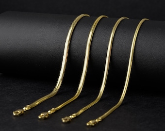 14k Gold Snakechain Bracelet / 14k Gold Snake Chain Bracelet / Gold Snakechain Link / 14k Gold Flat Snakechain Bracelet / Gift For Her