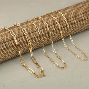 Gold Paperclip Necklace, 14K Solid Gold Paperclip Chain, Dainty Minimalist Necklace