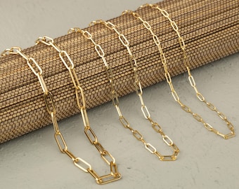 Gold Paperclip Necklace, 14K Solid Gold Paperclip Chain, Dainty Minimalist Necklace