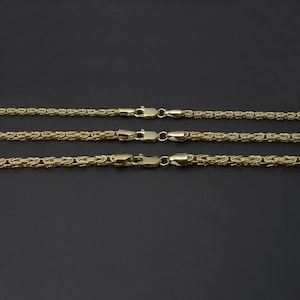 14K Real Gold Byzantine Chain Necklace - 14K Gold Byzantine Rope Chain ...