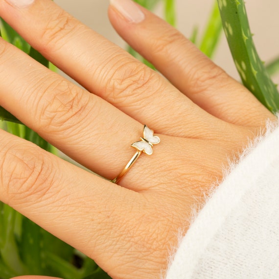 14K Gold Butterfly Ring: Enamel Insect Jewelry - Etsy Denmark