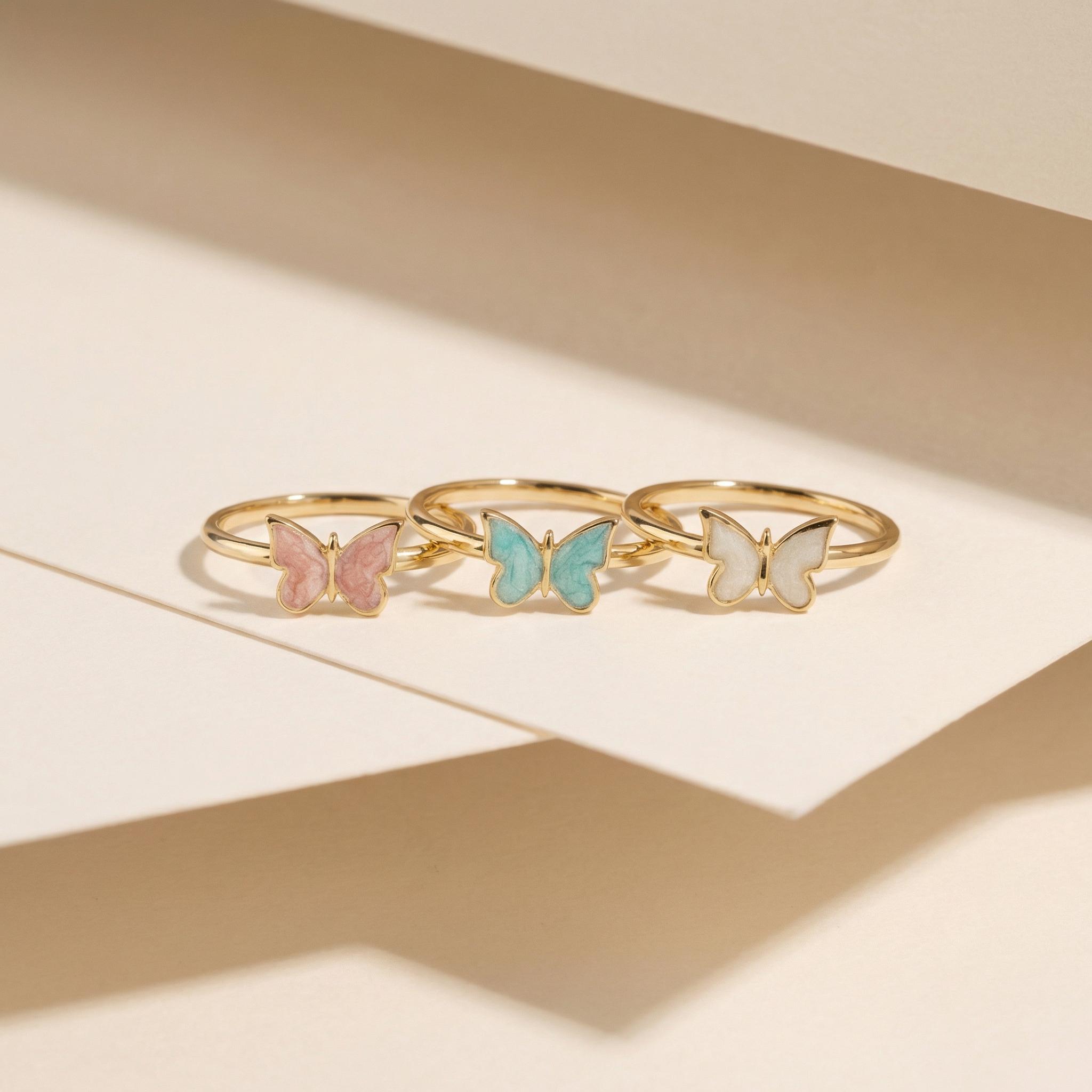 14K Gold Butterfly Ring: Enamel Insect Jewelry - Etsy Denmark