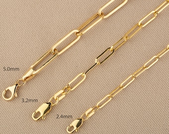 14K Gold Paperclip Bracelet / Gold Paper Clip Chain Bracelet / Gold Layering Chain Bracelet / 14k Gold Chain Bracelet / Chain Link Bracelet