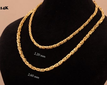14K Real Gold Byzantine Chain Necklace - 14K Gold Byzantine Rope Chain Necklace / 14K Gold Birdcage Chain Necklace / 14k Gold Chain