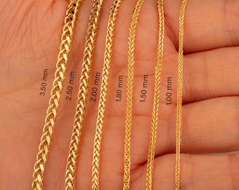 14K Solid Gold Wheat Chain Necklace / Spiga Chain Necklace / Gold Chain Necklace / Wheat Chain / Chain for pendants / Gift For Her