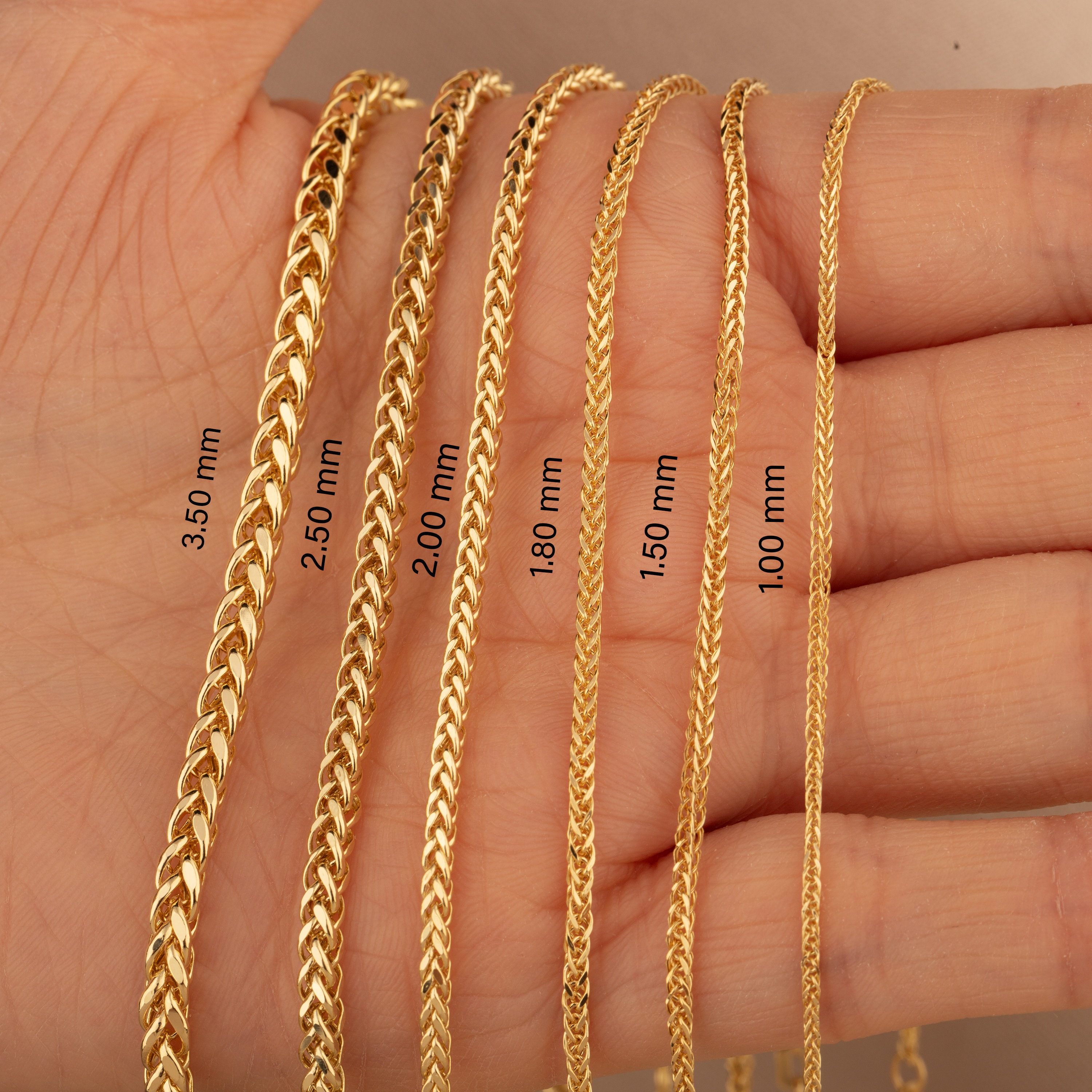 14K Solid Gold Wheat Chain Necklace Spiga Chain Necklace Gold Chain Necklace Wheat Chain Chain for Pendants Gift for Her Etsy