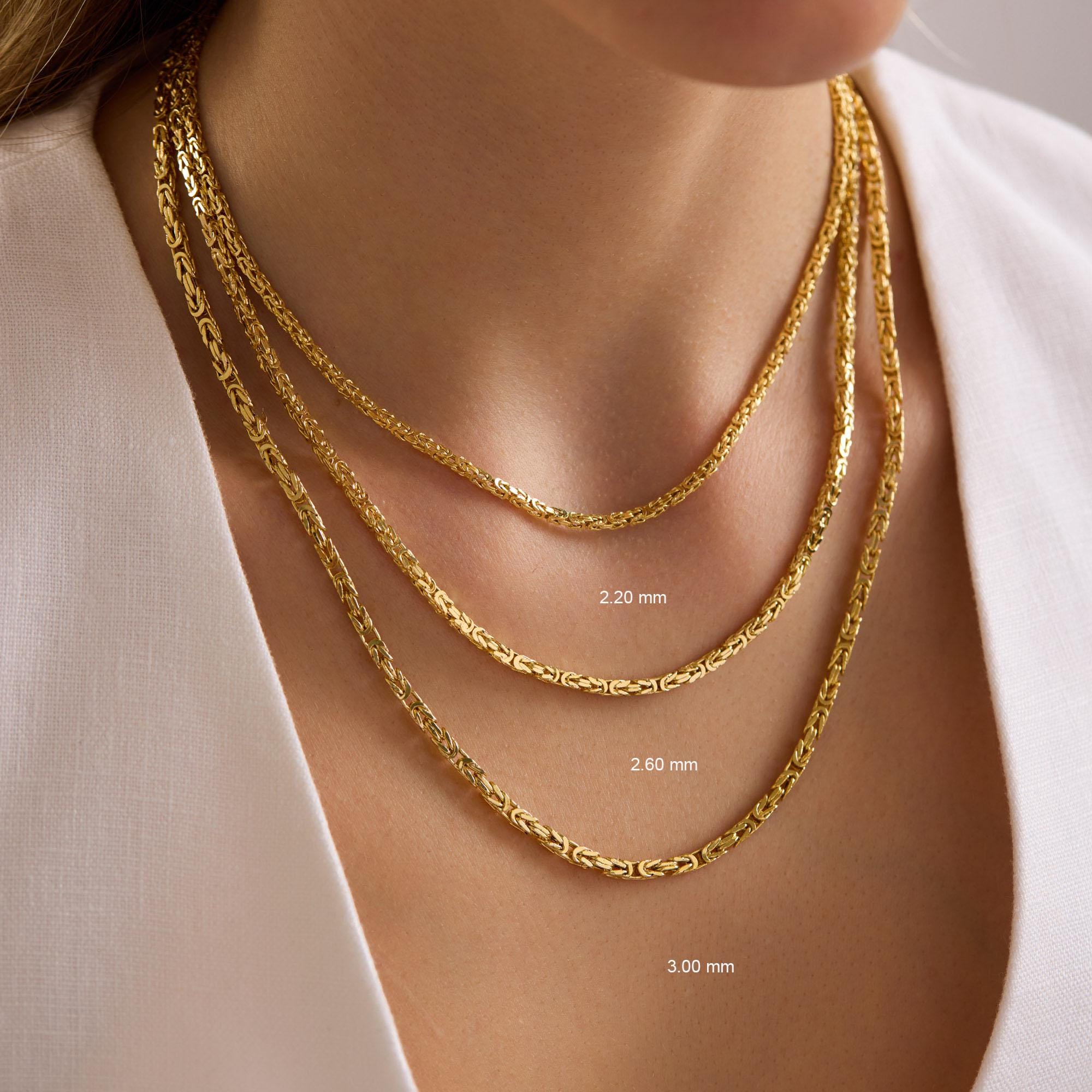 14K Real Gold Byzantine Chain Necklace - 14K Gold Byzantine Rope