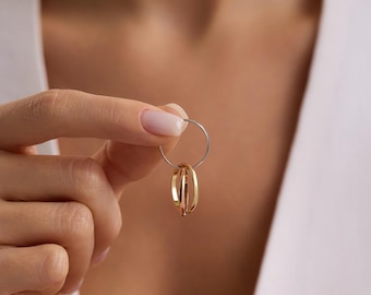 Solid 14K Gold Triple Band Ring | Trinity Rolling Ring | Yellow White Rose Gold | Free Engraving | Made to Order