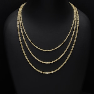 14K Real Gold Byzantine Chain Necklace - 14K Gold Byzantine Rope Chain ...