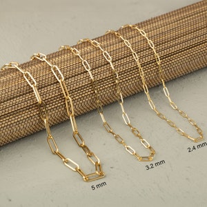 14K Solid Gold Paperclip Chain Necklace, Real Gold, 3 Sizes, Minimalist, Gift for Her, Cute Necklace, Chain Necklace, Gold Chain Necklace