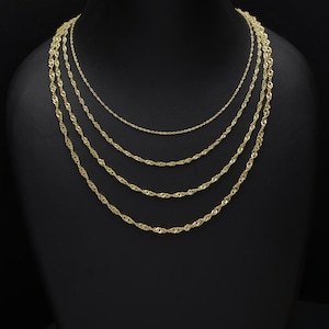 14K Real Gold Singapore Chain Necklace / Twisted Rope Chain Necklace / 14k Gold Chain Necklace / Chain for pendants / Gift For Her