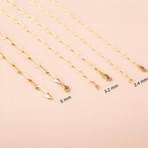 14K Solid Gold Paperclip Chain Necklace / Cute Necklace / 14k Gold paper clip Necklace / Chain Necklace / Gold Chain Necklace / Gift For Her image 10