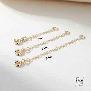 14K Solid Gold Cable Chain Extensions, 14k Gold Necklace Extender, Small Bracelet Chain Extender