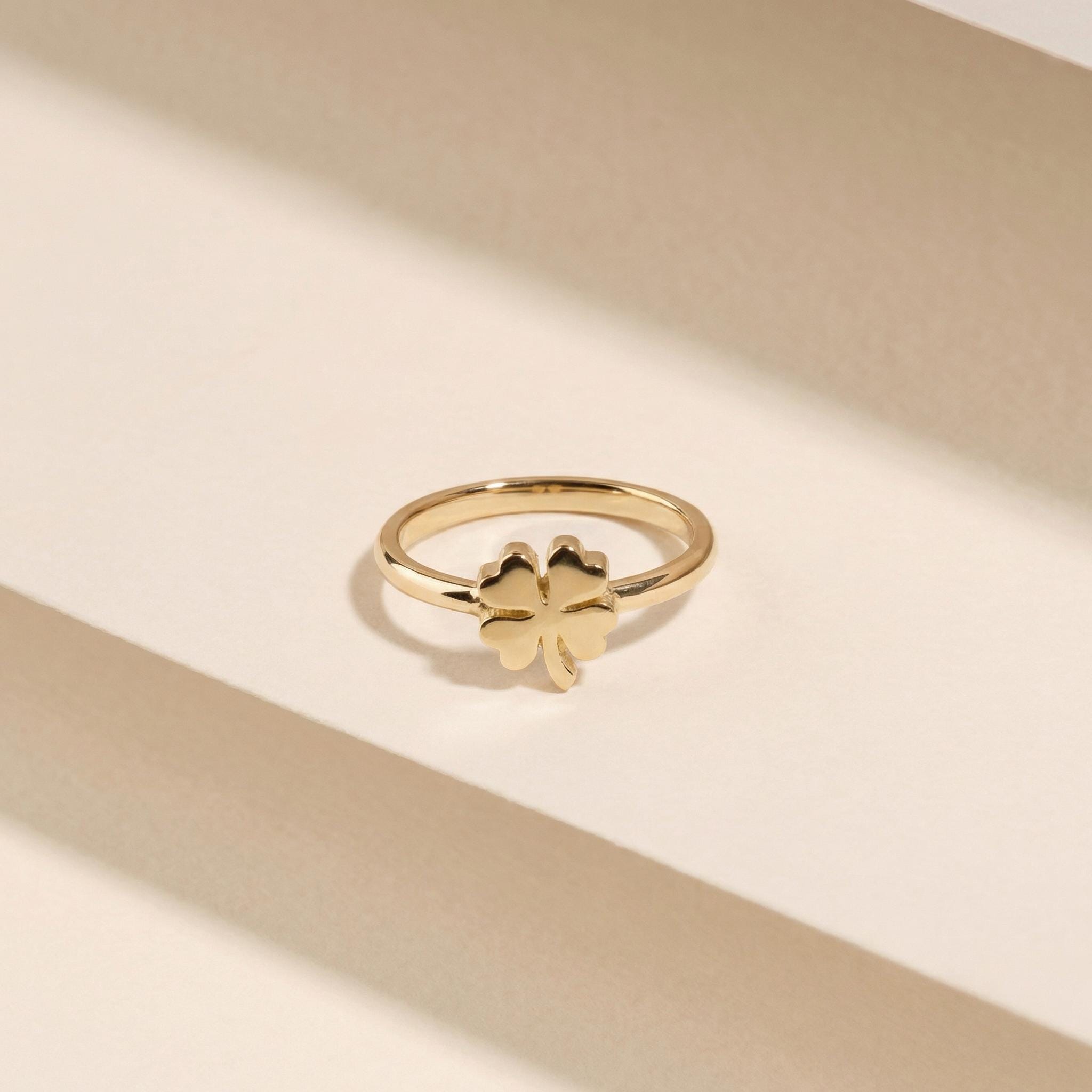 アクセサリー [Amore Jewels]CLOVER GOLD RING 14K Solid Gold Shamrock Ring: Lucky Clover Jewelry - Etsy