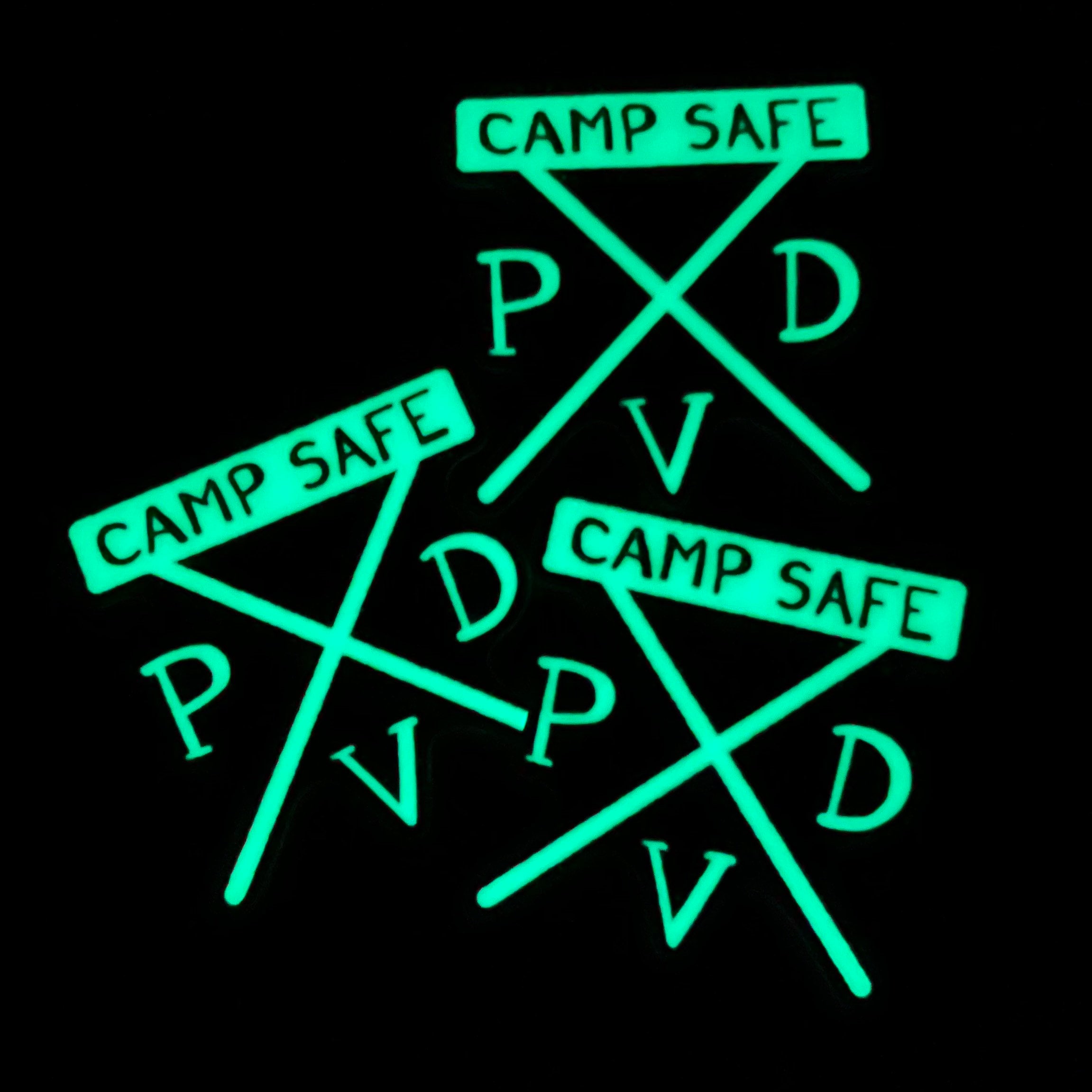 Glow in the Dark Camp Safe PVD sticker