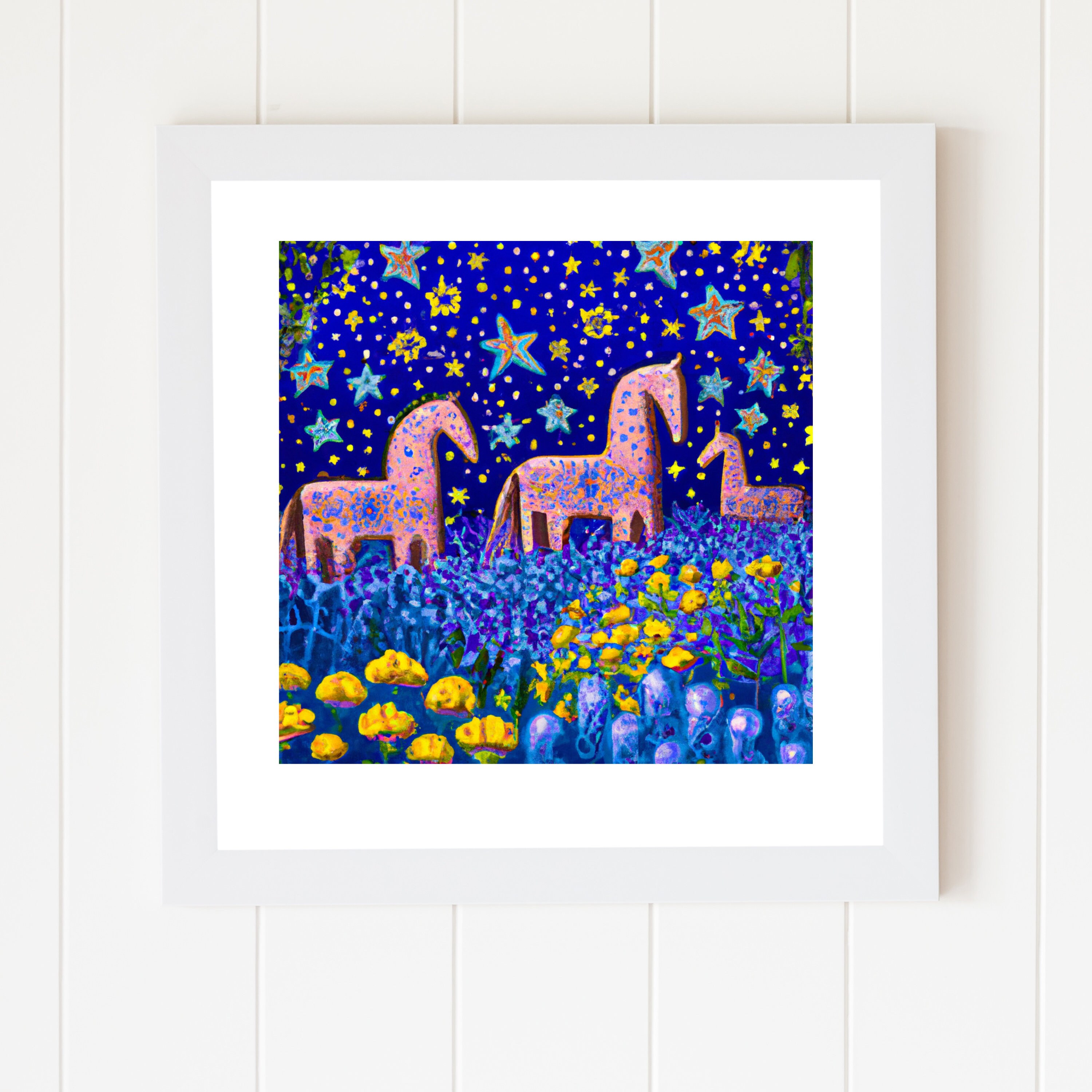 Night in the Dala Fields Norwegian Folk Art Scandinavian - Etsy