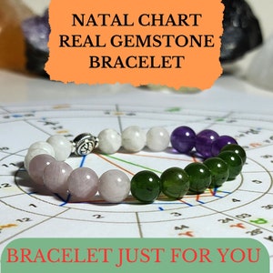 Pulsera de carta natal, pulsera de horóscopo, pulsera de astrología personalizada, pulsera de piedras preciosas de carta natal especial, pulsera de piedras preciosas exclusiva