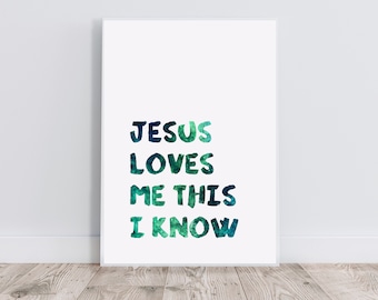 Jesus Loves Me, Christian Wall Art, Jesus Loves Me This I Know, Hymn Wall Art, Scripture Wall Art, Kids Wall Art, Christian Nursery Art