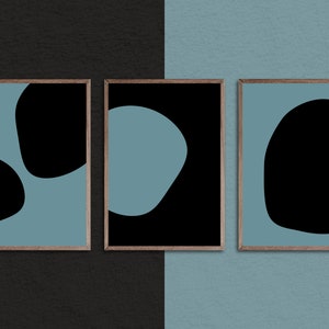 3 Piece Wall Art, Abstract Geometric Print, Set of 3 Prints, Mid Century Modern, Home Artwork, Neutral Minimalist Decor, Living Room Decor