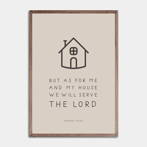 Joshua 24:15, As For Me and My House We Will Serve the Lord, Minimalist Decor, Christian House Art, Joshua 24 Wall Print, Scripture Wall Art