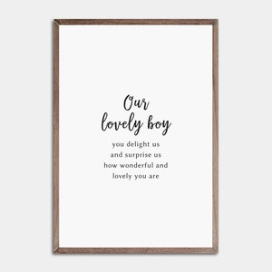 Our Lovely Boy, Baby Boy Nursery Decor, Baby Boy Room Decor, Nursery Quote Print, Nursery Quotes, Baby Boy Wall Art, Nursery Quote Boy