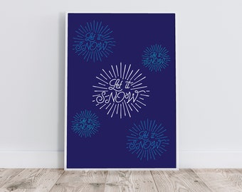 Let It Snow Printable Art, Christmas Wall Art, Holiday Decor, Christmas Poster Print, Let It Snow Sign
