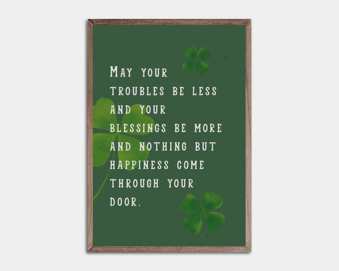 Irish Blessing Shamrock Print, St Patricks Shamrock Printable, St