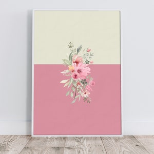Spring Flowers Print, Pink Beige Green Flowers, Springtime Flowers, Spring Wall Art, Flowers Wall Decor, Blooming Flowers, Digital Download