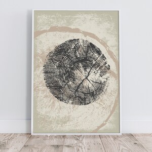 Beige Tree Ring Print, Neutral Nature Print, Nordic Print, Tree Stump Print, Tree Ring Art, Nature Art, Modern Neutral Print