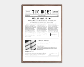 Armor of God Newspaper Print - Ephesians 6 - Christian Wall Art (Digital Download)