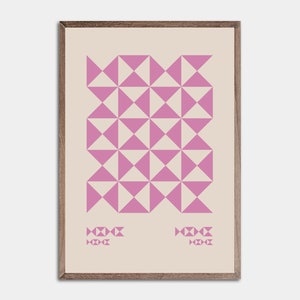 Geometrisches Poster Print, rosa Bauhaus druckbar, abstraktes Poster, geometrische Wandkunst, Bauhaus Mid Century Modern, minimalistische Retro Wandkunst