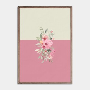 Springtime Flowers Print, Pink Beige Green Flowers, Springtime Flowers, Spring Wall Art, Flowers Wall Decor, Blooming Flowers, Digital Art
