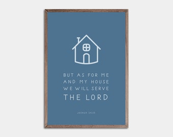 Josué 24:15, quant à moi et ma maison, nous servirons le Seigneur, art intérieur chrétien, art mural biblique, décoration minimaliste, impression murale Joshua 24