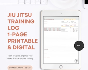 Registro de entrenamiento de Jiu Jitsu - Imprimible y digital / Descarga PDF (Diario del practicante)